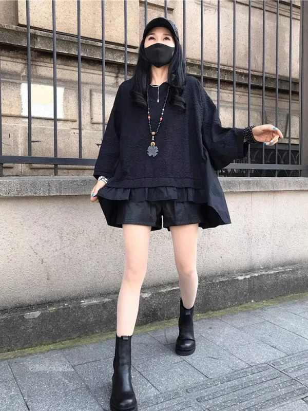Max LuLu Fashion Womens O-Neck Design Black Punk T-shirts 2024 Spring European Style Patchwork Gothic Loose Tops Casual Clothes - Image 3