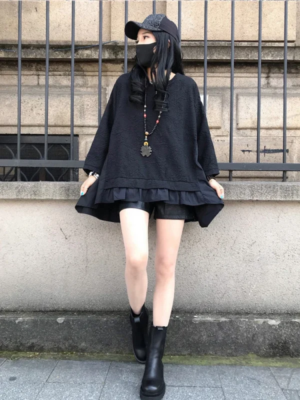 Max LuLu Fashion Womens O-Neck Design Black Punk T-shirts 2024 Spring European Style Patchwork Gothic Loose Tops Casual Clothes - Image 4