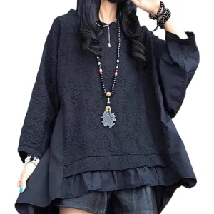 Max LuLu Fashion Womens O-Neck Design Black Punk T-shirts 2024 Spring European Style Patchwork Gothic Loose Tops Casual Clothes