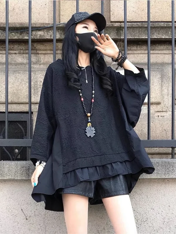 Max LuLu Fashion Womens O-Neck Design Black Punk T-shirts 2024 Spring European Style Patchwork Gothic Loose Tops Casual Clothes - Image 6
