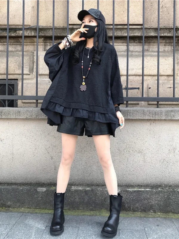 Max LuLu Fashion Womens O-Neck Design Black Punk T-shirts 2024 Spring European Style Patchwork Gothic Loose Tops Casual Clothes - Image 5